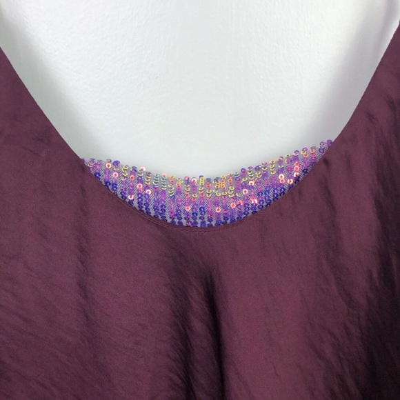 Free People “Turn it on” sequin camisole top burgundy and purple colors NWT - Picture 6 of 11